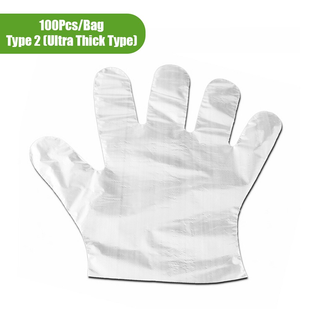 100pcs Disposable Gloves Food-grade Transparent PE Gloves Garden BBQ Plastic Gloves Multifuction Restaurant Kitchen Accessories: Type 2