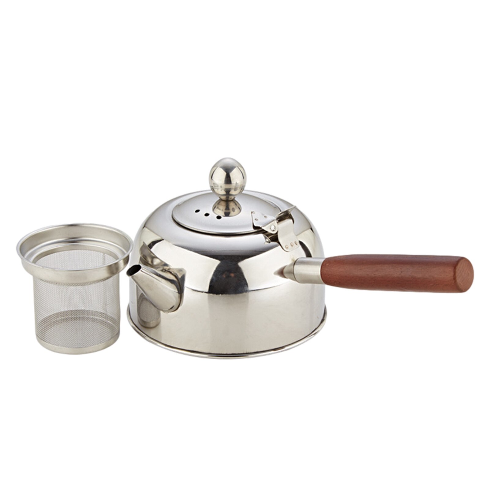 Hand Gemaakt Hittebestendig 304 Rvs Theepot Thee Zetgroep Pot Met Houten Handvat Kokend Thee Waterkoker Koffie Pot kettl 45a: C With tea sieve