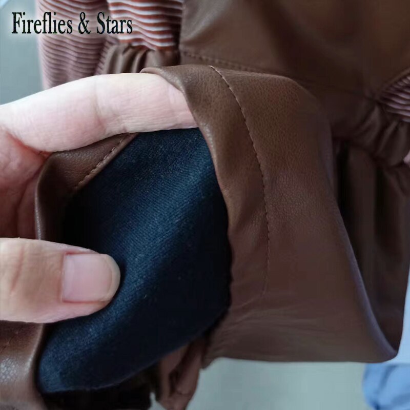 Wiosenna jesienna dziewczęca sukienka na szelkach dziecięca sukienka z PU dla dzieci dziecięca spódnica z dzianiny faux Skórzany ruched latający rękaw od 1 robić 7 lat