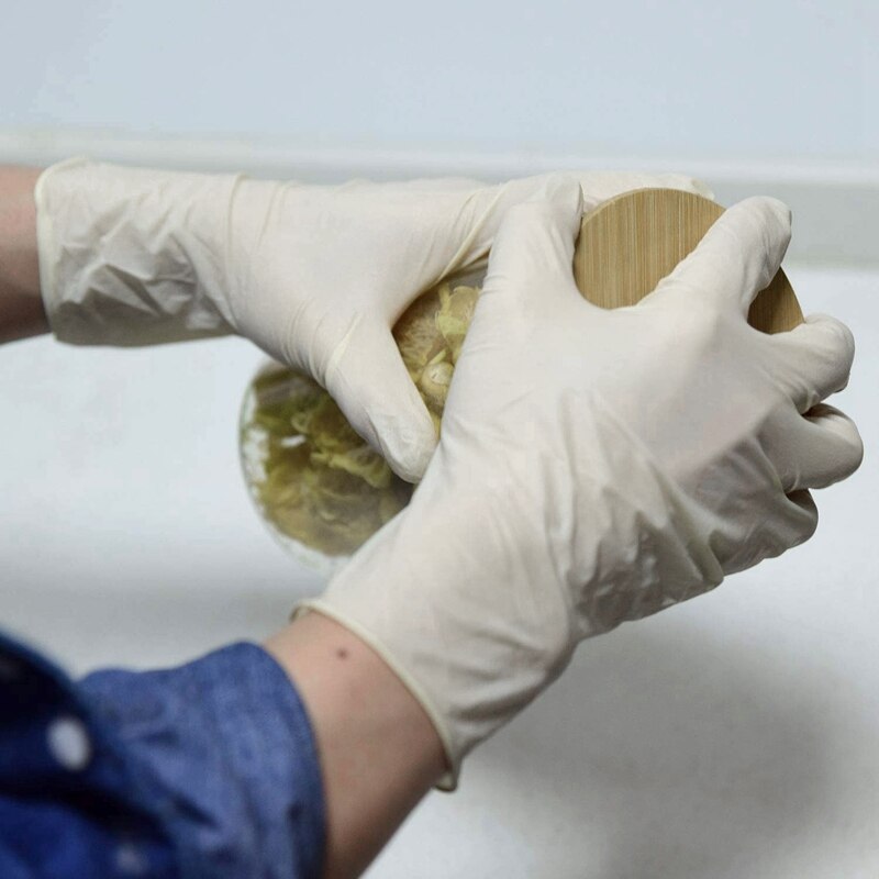 200 stuks wegwerphandschoenen van latex, wit, antislip, zuur- en alkali-laboratoriumrubber, latex handschoenen, schoonmaakmiddelen voor huishoudelijk gebruik