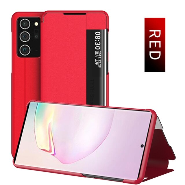 Smart View Caso di Vibrazione per Samsung Galaxy S20 S 20 Ultra S20Ultra Casi Fundas Copertura di Cuoio Magnetica per Samsung S20 ultra Astuccio: S20 Plus / Red