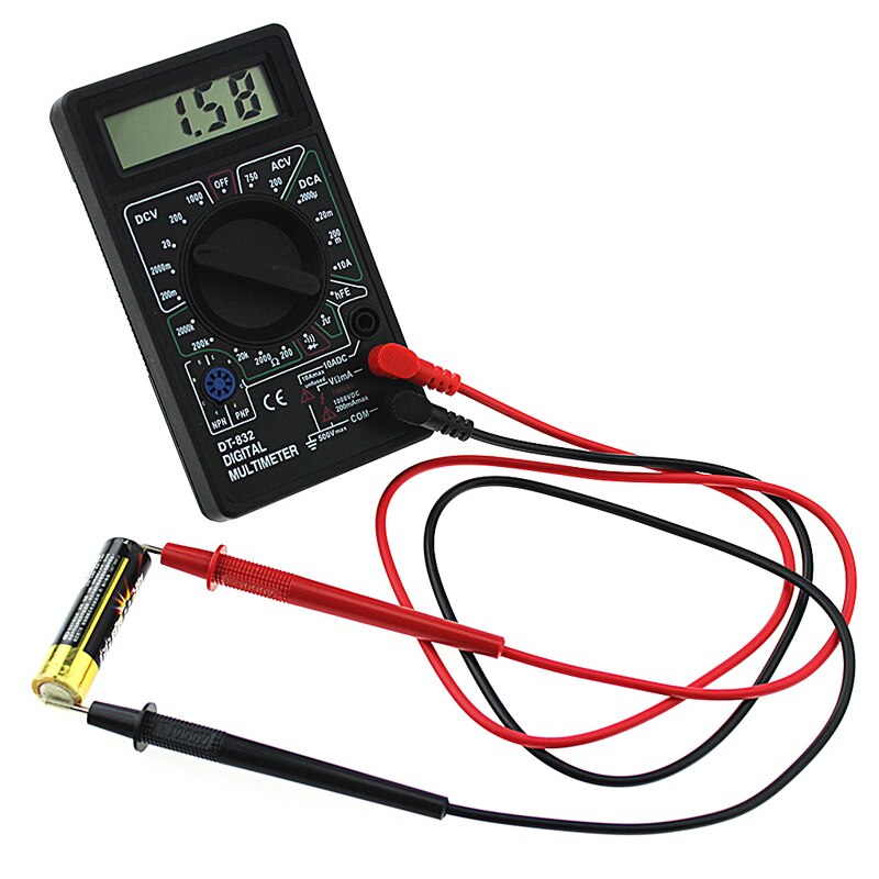 DT832 Digital Multimeter LCD DC AC Voltmeter Ammeter Ohm Tester
