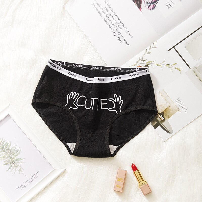 Bragas de algodón con dibujos animados para mujer, ropa interior de tiro medio, suave, cómoda, íntima: Default Title