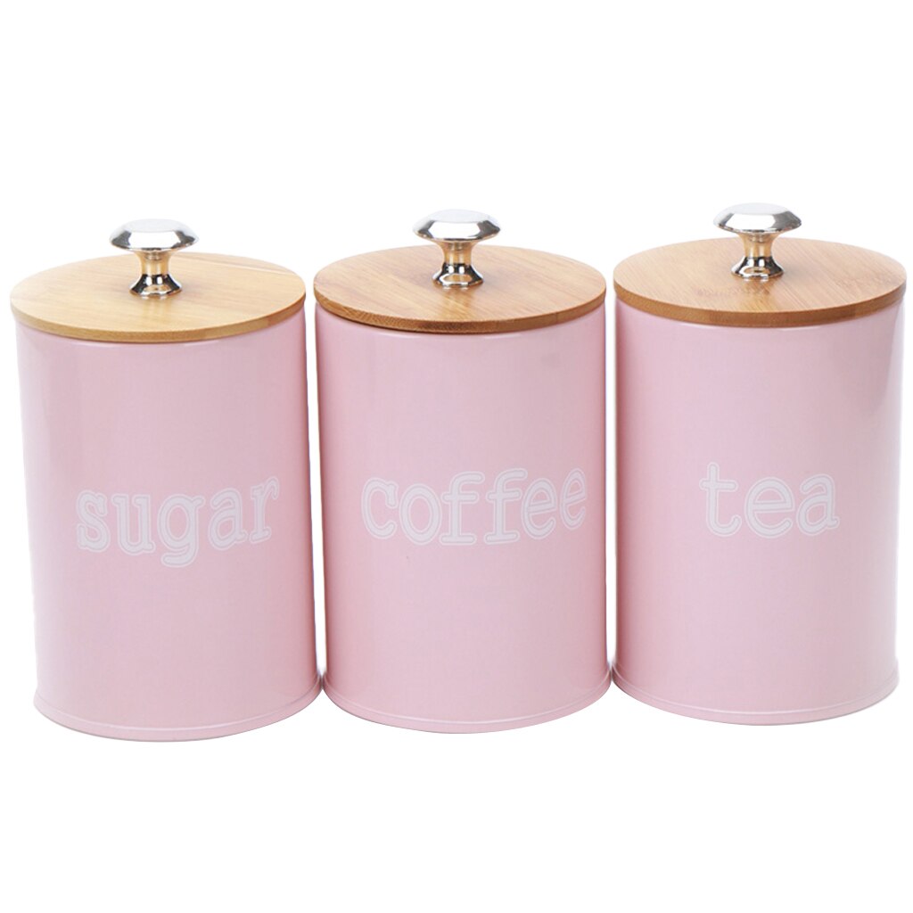 Conjunto de 3 unidades de botes de Metal para condimentos, especias, sal, azúcar, pimienta, tarro de cocina, suministros para el hogar, coctelera de sal,: Pink
