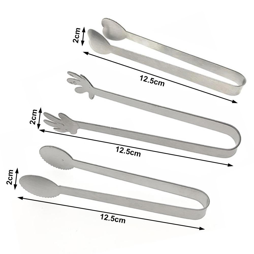 Pinzas de acero inoxidable para alimentos, pinzas gruesas para hielo de limón, Mini corazón/PALMA/forma ovalada, pinzas para cocina, pinzas para barbacoa, herramientas para ensalada