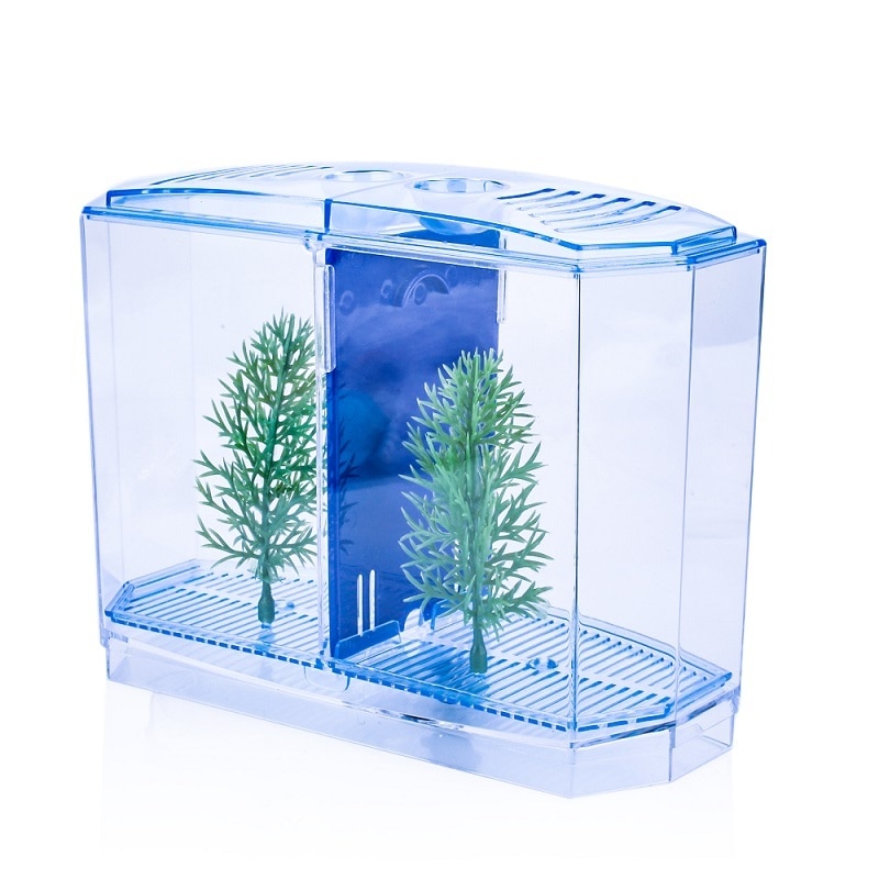 Mini Fish Tank Aquarium Betta Box Transparent LED Light Arcylic Fish Breeding Box Double Guppies Hatching Double Layer Incubator