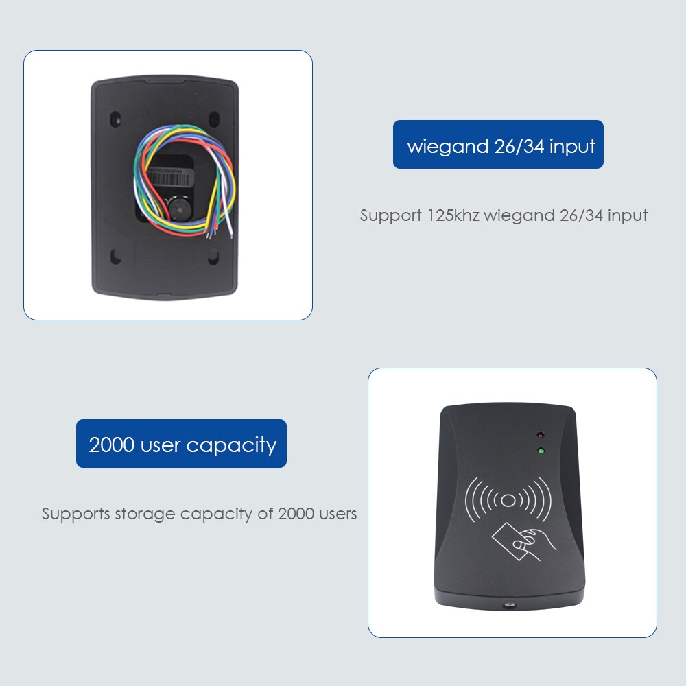 Waterproof RFID Standalone Door Access Control System Two Manage Card Support External Wiegand Reader Access Controler 2000 User
