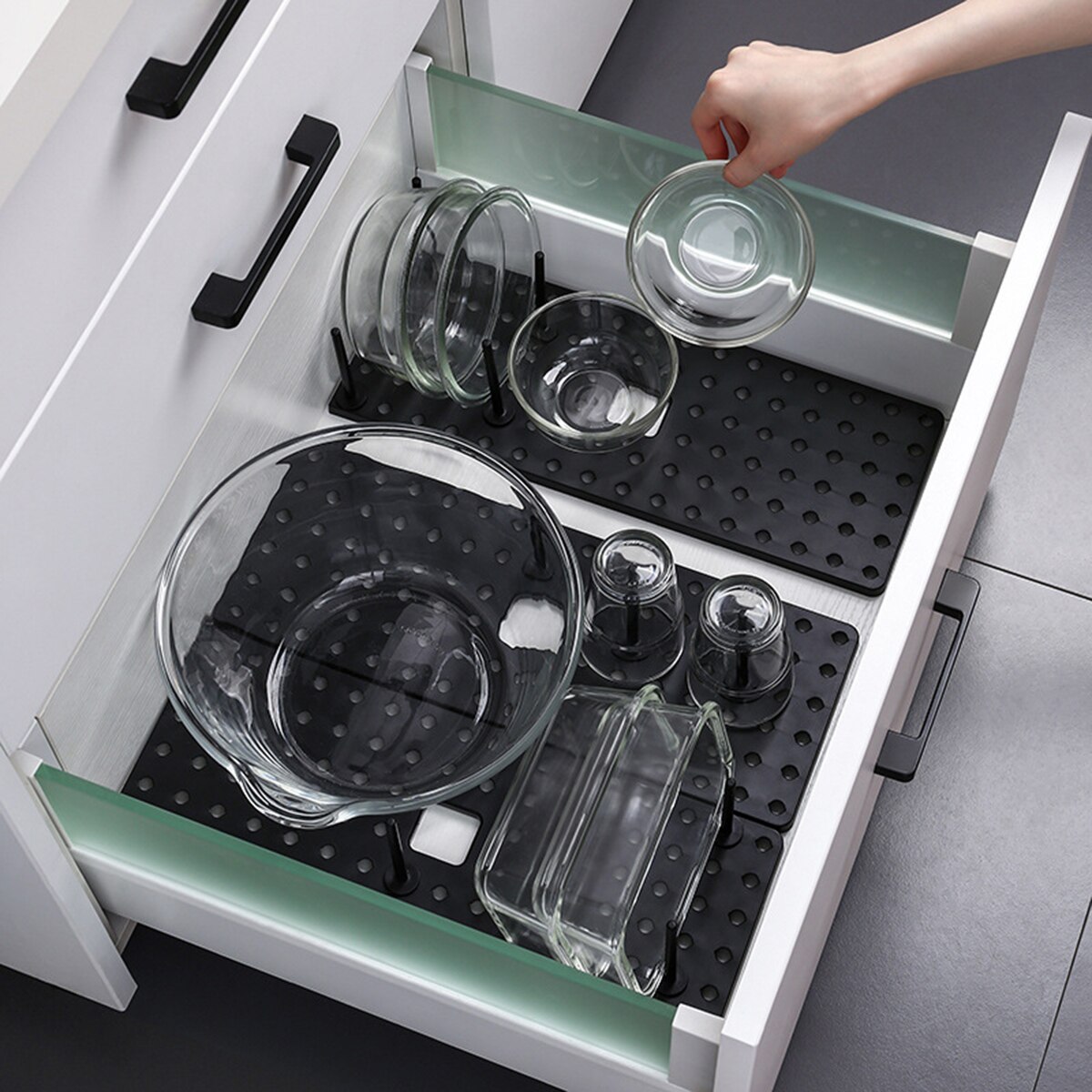 Étagère de rangement Flexible pour bols et plats, égouttoir à vaisselle réglable librement, étagère séparée avec douze piliers, produit ménager pratique