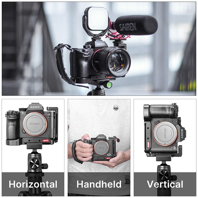 A7III Dslr L Plate Bracket Voor Sony A7R3 A7M3 Verticale Schieten Mount Met Verlengen Koude Schoen Voor Microfoon Led Licht vlog Plaat