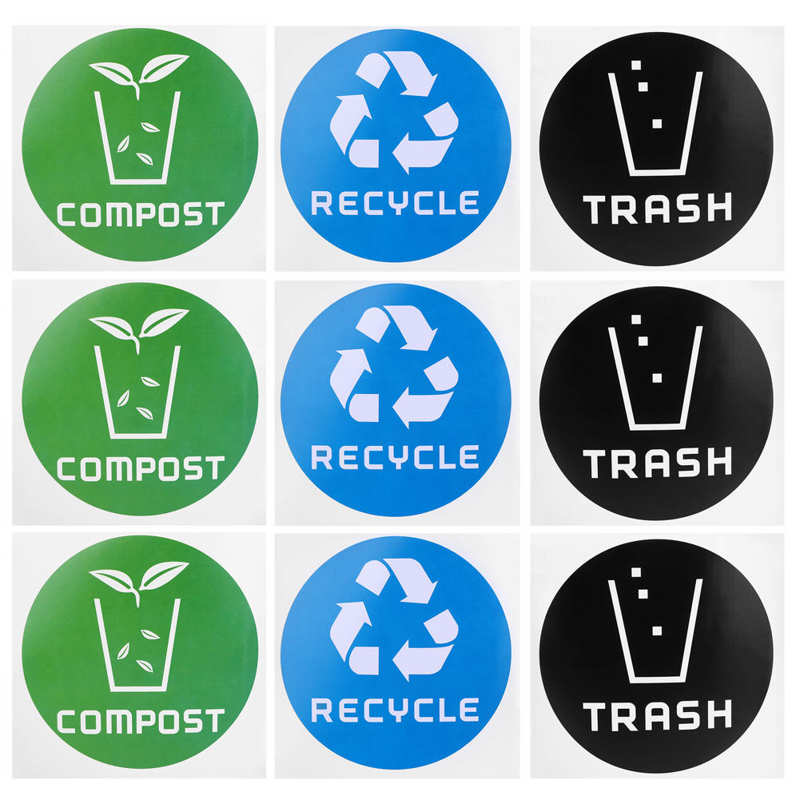 Recycle Sticker Round Recycle Trash Compost Sticker Decal Sign Decal for Trash Cans