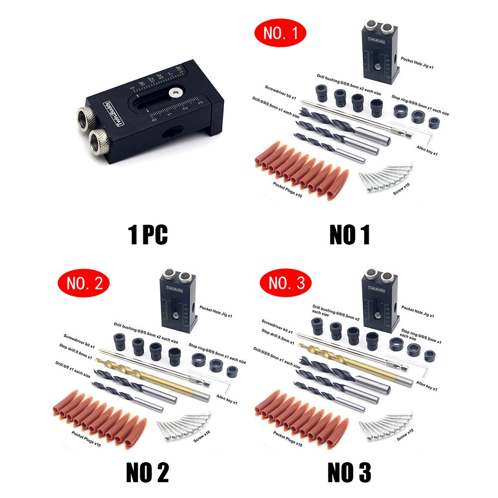 Workshop Aluminum Alloy Drill Bits Allen Key Mini Portable Woodworking Pocket Hole Jig Set Punch Locator Durable Screwdriver
