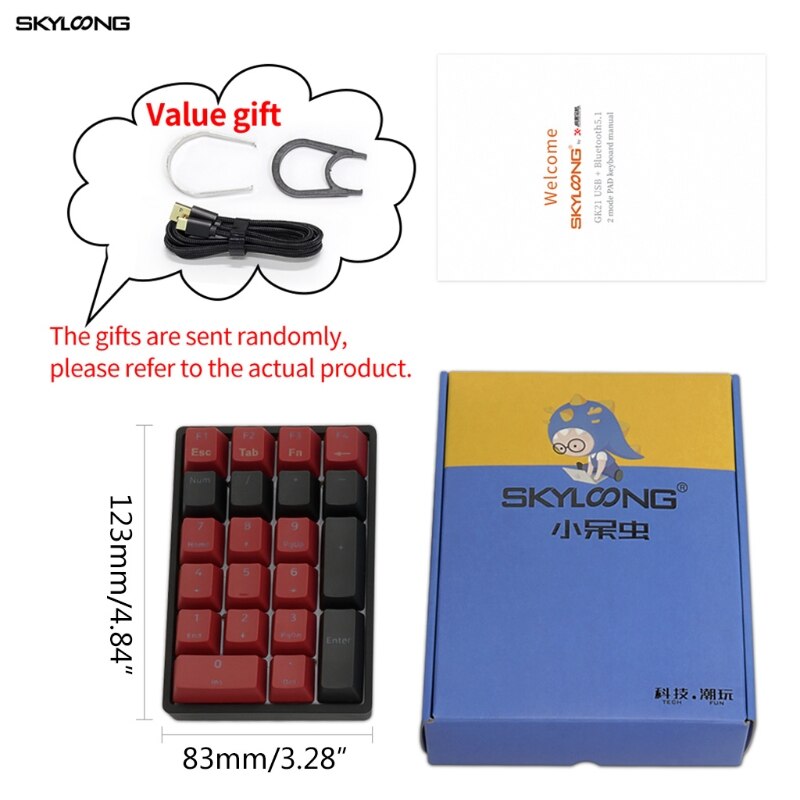SK21 Portable USB-C Wired Numeric Keypad RGB Digital Mechanical Keyboard Swappable PBT for Gateron Optical Switch Retailsale