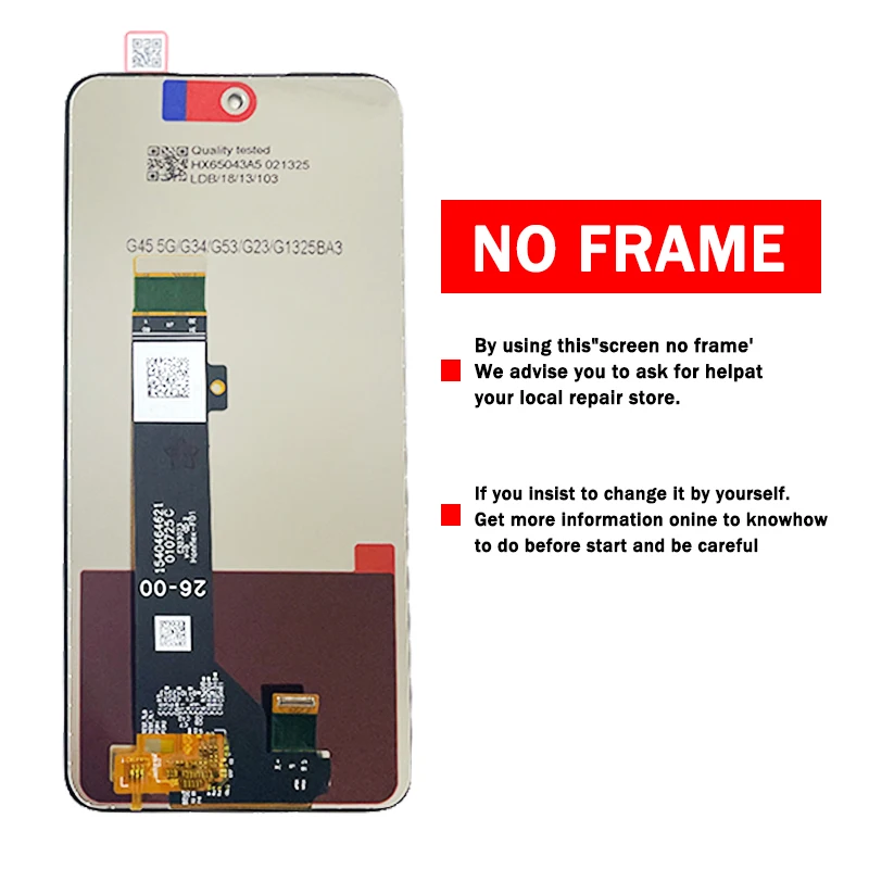 Pantalla LCD OEM de 6,5 pulgadas para Motorola Moto G13 G23 G53 G34 G45, montaje de digitalizador con pantalla táctil con marco