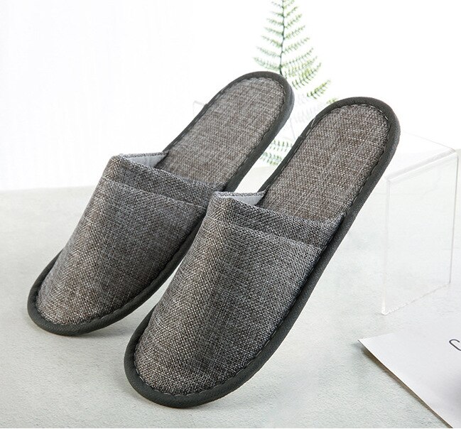 20 par linii proste kapcie mężczyźni kobiety hotel podróż spa przenośny składany dom jednorazowe kapcie domu gości duża rozmiar: szary / 20 pairs