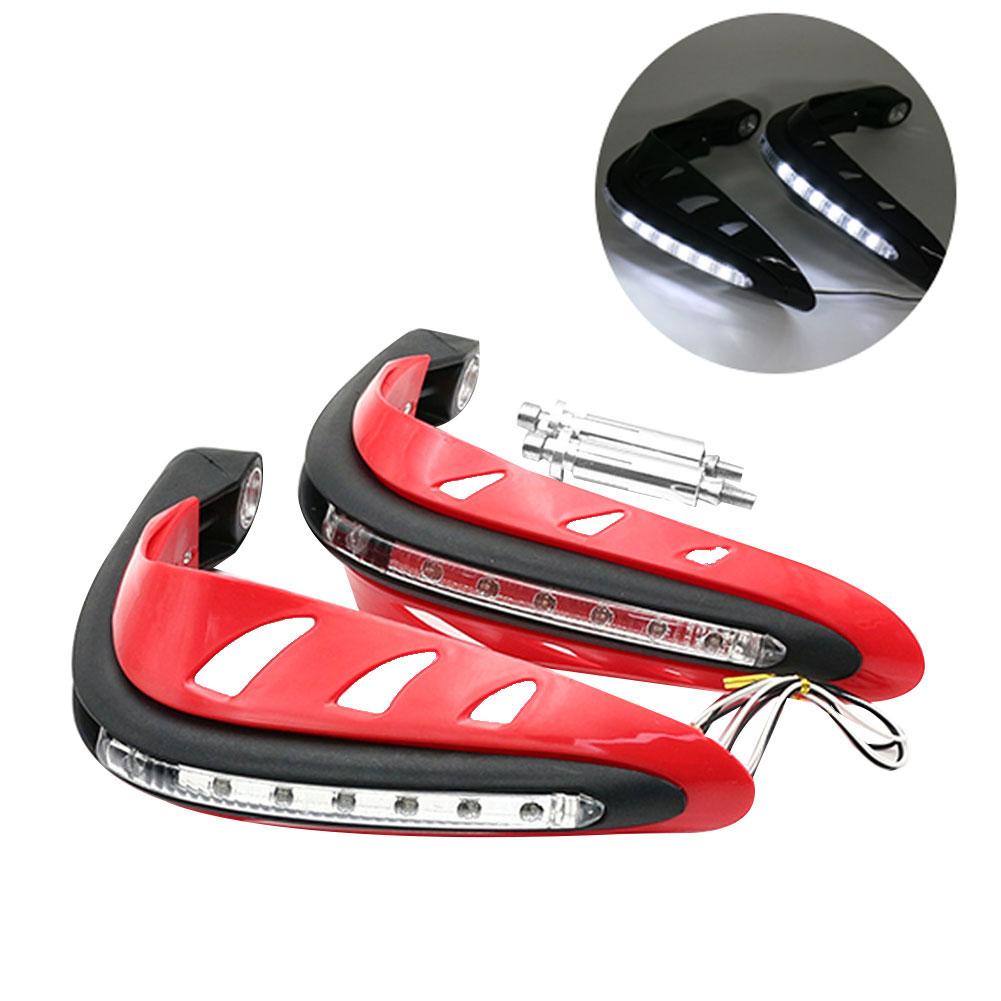 1 Pair Motorcycle Hand Guards Handlebar Hand Protector with LED Lights Motor Handguards Motocross Hand Guards Accessories: Red White Light