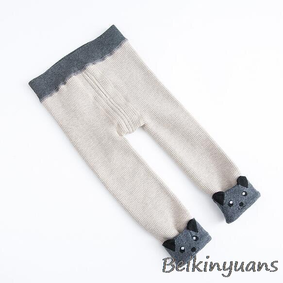 Høst og vinter barn en pluss fløyel varm baby baby leggings dyrehode dreiet bomull barn ni bukser: Bjørnebrun / S  (0 - 2 år gammel)