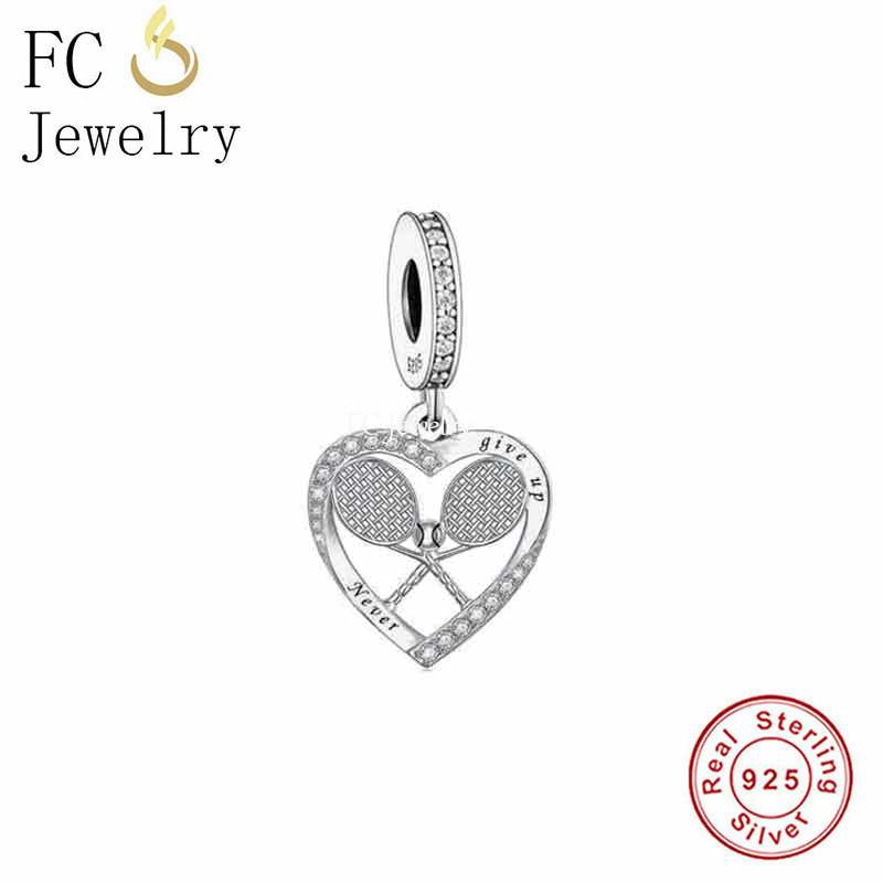 Fc jewelry passendes original-charm-armband mit 925 sterlingsilber-perlen in form eines tennisschlägers mit liebesmotiven, geeignet für damen.: Q2306