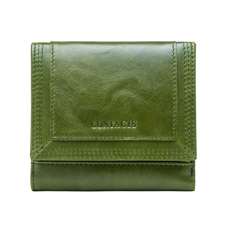 Kontakt's Münze Tasche Frauen Brieftaschen Aus Echtem Leder Geldbörse Weiblichen Karte Halter Damen Kurze Kupplung Geld Tasche für Mädchen Carters: Green