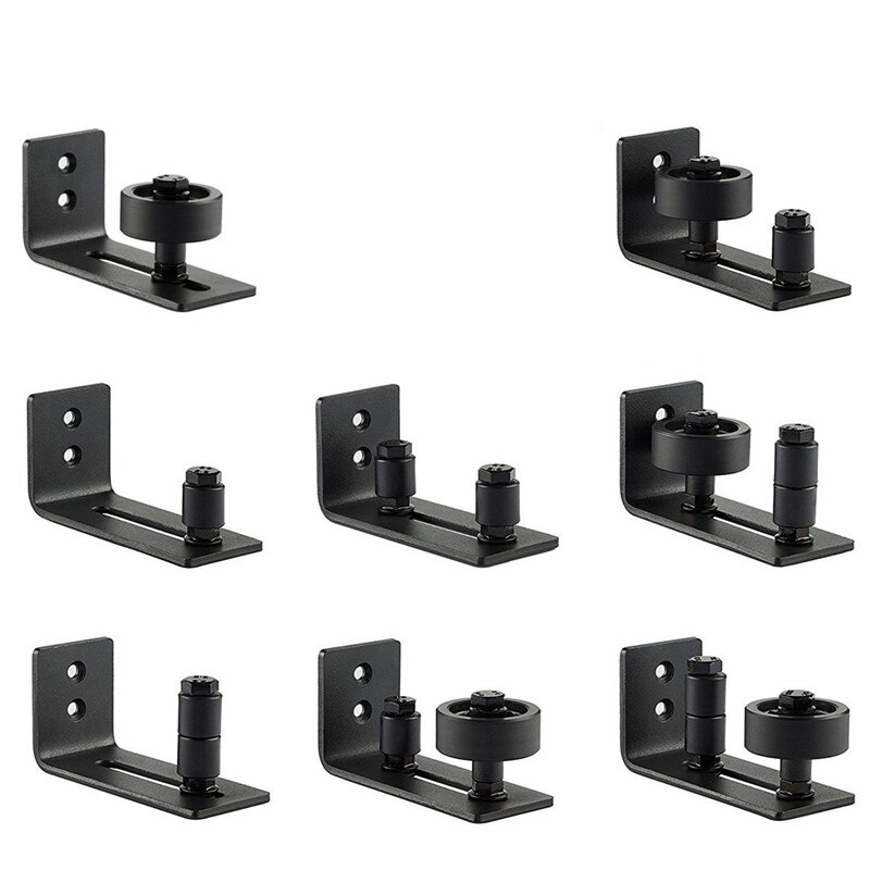 Adjustable Wall Mount Guide with 8 Different Setups for Barn Door Hardware - Black Powder Coated - Flush Bottom - Perfect Fit Fo