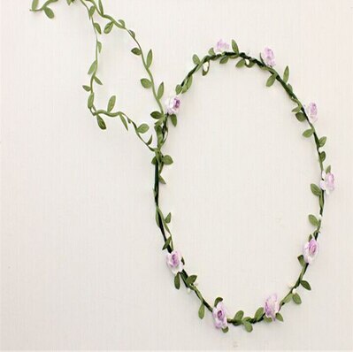 Kvinder brud blomst pandebånd boheme stil blomster krone hårbånd dame elastisk strand hårbånd blad hår gør det selv tilbehør 9 farver