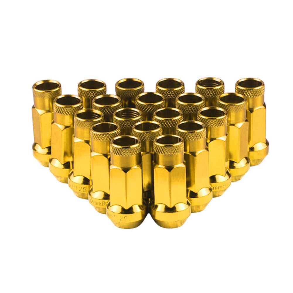 20Stck Rennen Rad STAHL MUTTERN ERWEITERT RÄDER Tuner schleppen Nüsse offen Ende: Gold / M12x1.25