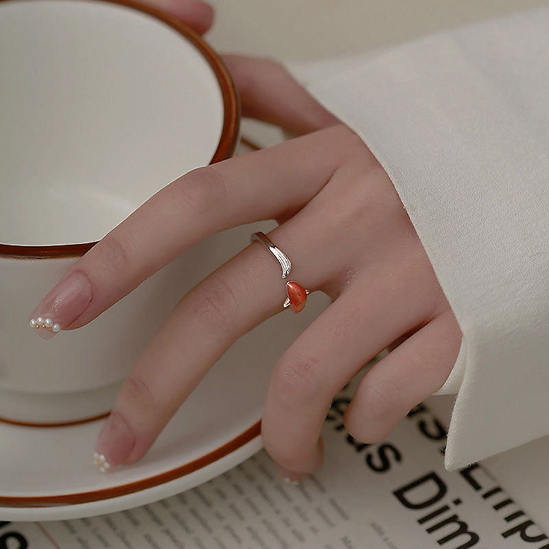 Röd koi fisk ring dam vintage smycken för kvinnor silver färg tur ringar klassisk konst utsökt lyx dam smycken