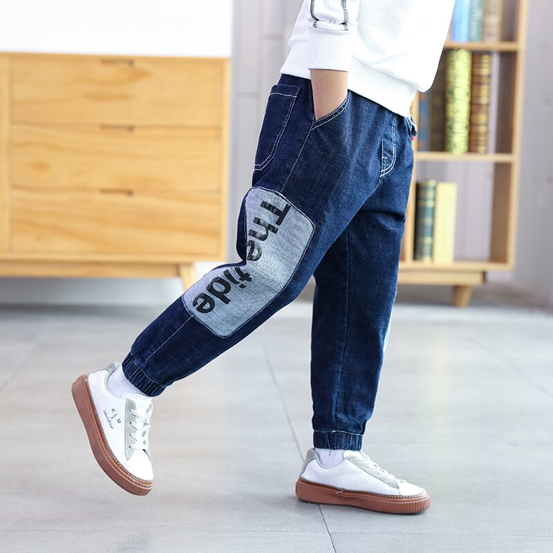 Ienens børn jeans børn denim tøj løse bukser tøj pasform 4-13 år elastiske talje bukser børn dreng bukser bukser