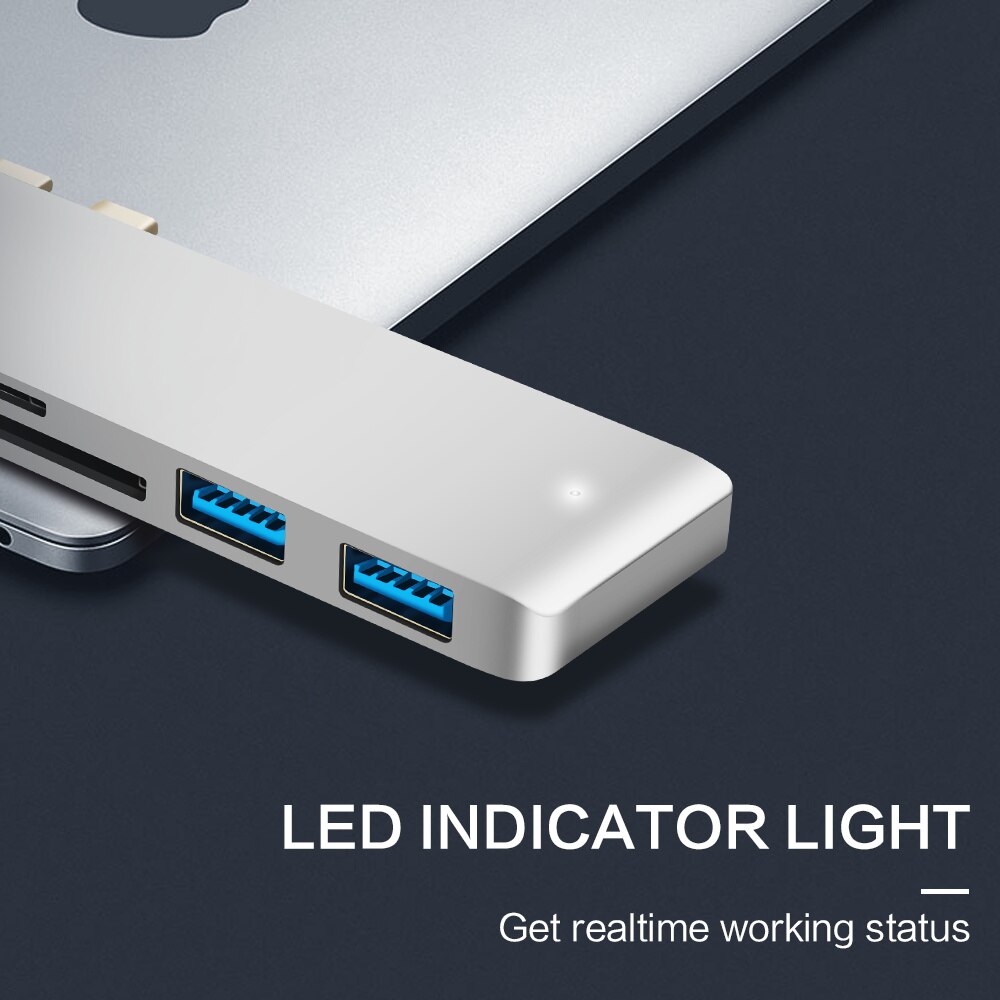 Usb c hub thunderbolt 3 med usb 3.0 adapter til opladning type c hub til type c med tf sd-kort datalæsning til macbook pro