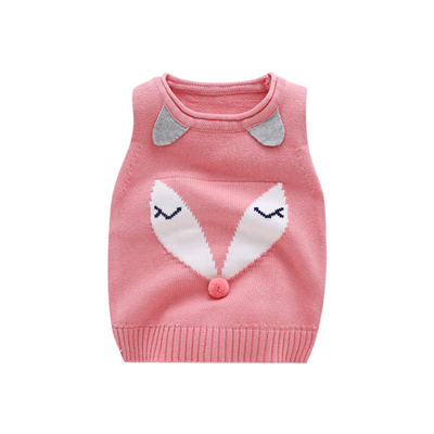 Infants Sweet Cartoon Vest Waistcoat Infant Knitted Vest Newborn Sleeveless Tops Baby Kids Comfortable Cotton Outerwear AA60779: Pink / 9M