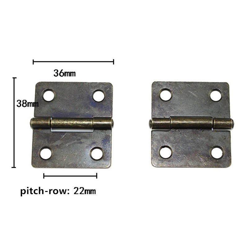 Pronssinen pieni rautakaapin oven sarana, oven saranat puulaatikolle ,4 reikää saranapussitarvike, ruuveilla ,36*38mm,20 kpl