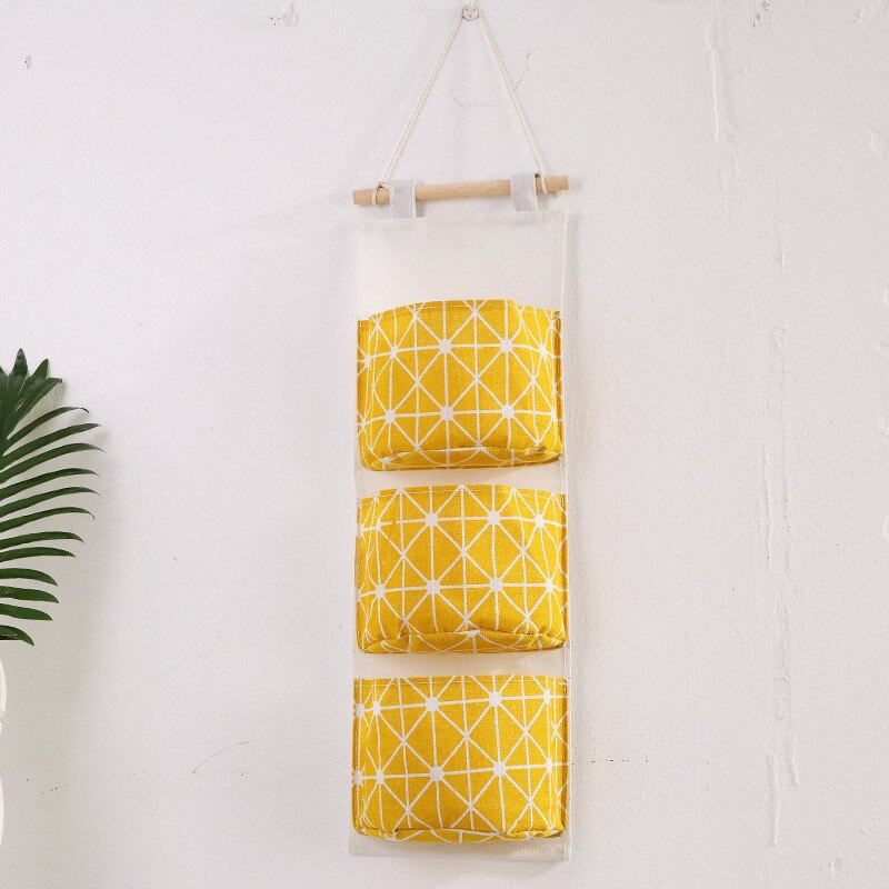 Simple Cotton and Linen Waterproof Hanging Storage Bag Multi - Layer Pockets Cloth Door Organizor Bedroom Accessories Household