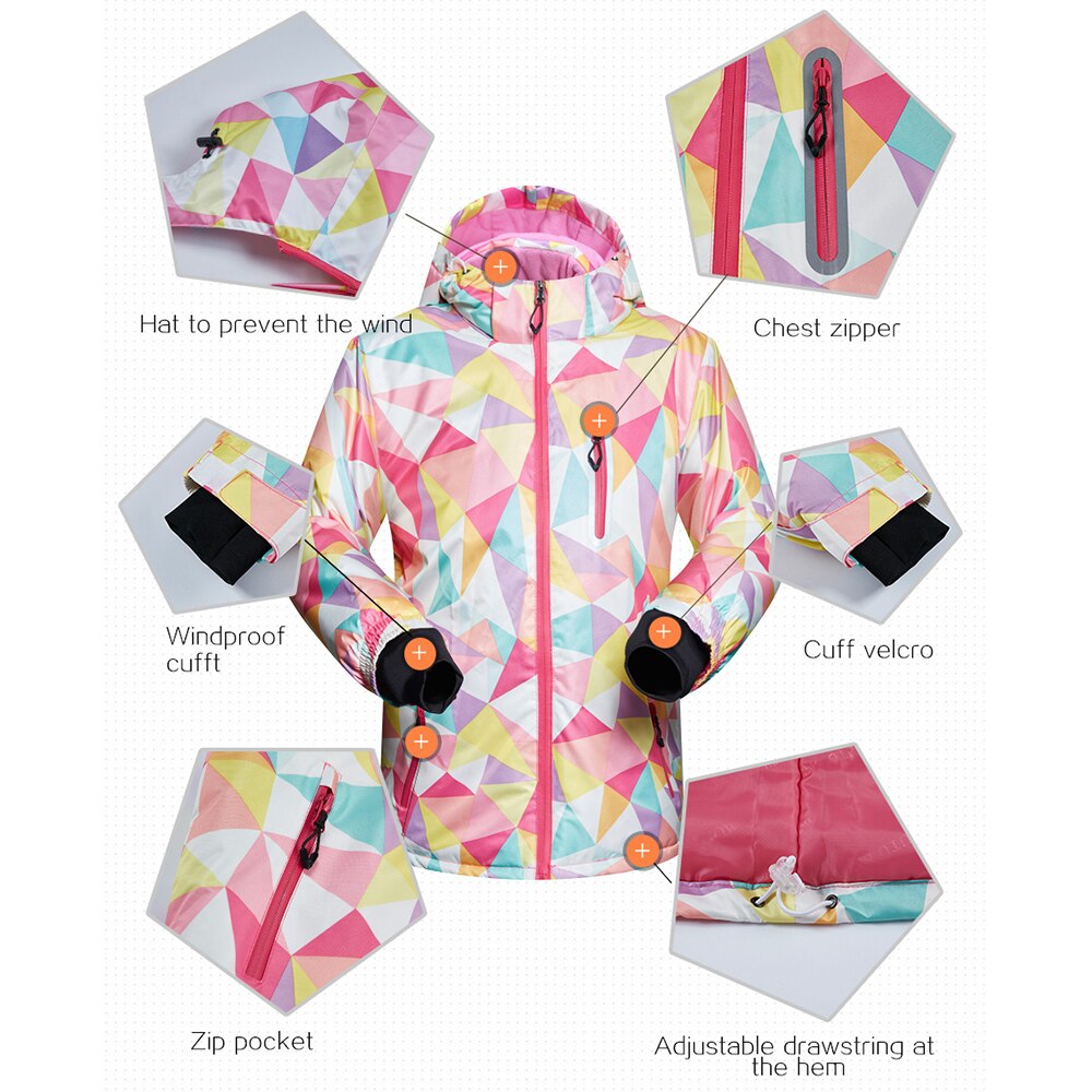 Ski Suit Girls Children's Brands Windproof Waterproof Snow Warm Child Winter Sets Thicken Snowboard Suits LFSJ