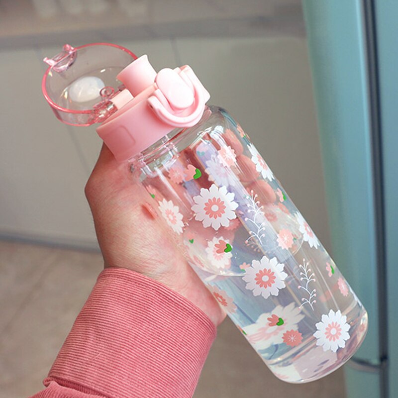 Dricksglas, bärbar kvinnlig, söt körsbärsblommakopp, värmebeständigt glas, te, citron, handkopp