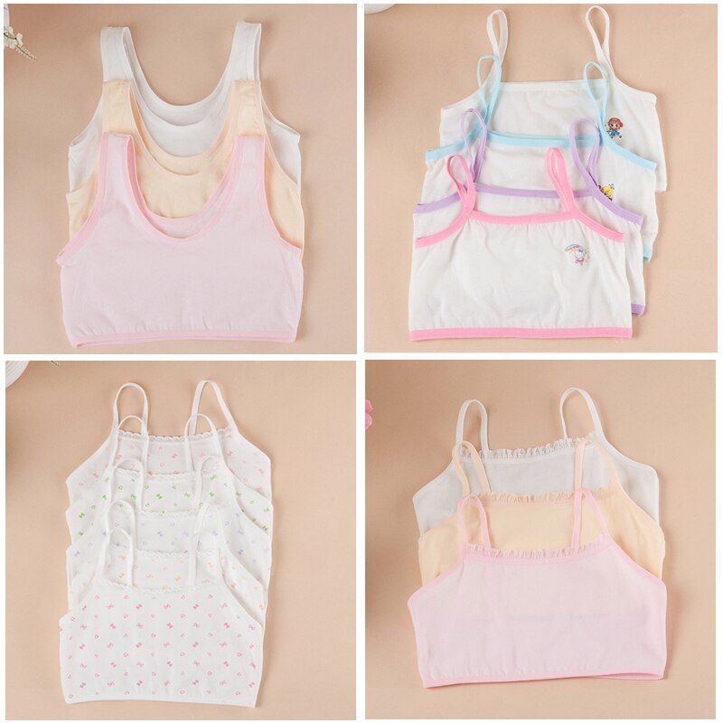 Summer Children's Clothes Girls Bras Sling Cotton Girls Training Bras For Girls Big Kids Girls Underwear Bra 3 Pieces/lot
