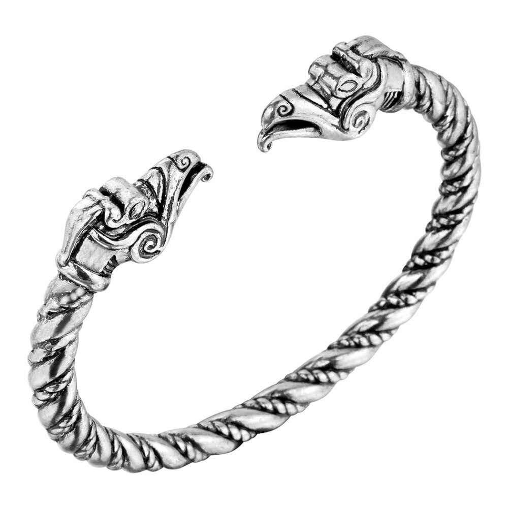 CHENGXUN-brazalete vikingo para hombres, brazaletes para chicos, accesorios de joyería de dragón nórdico, brazalete de uñas de tornillo, abalorio de joyería gótica Punk: 06 / Plata