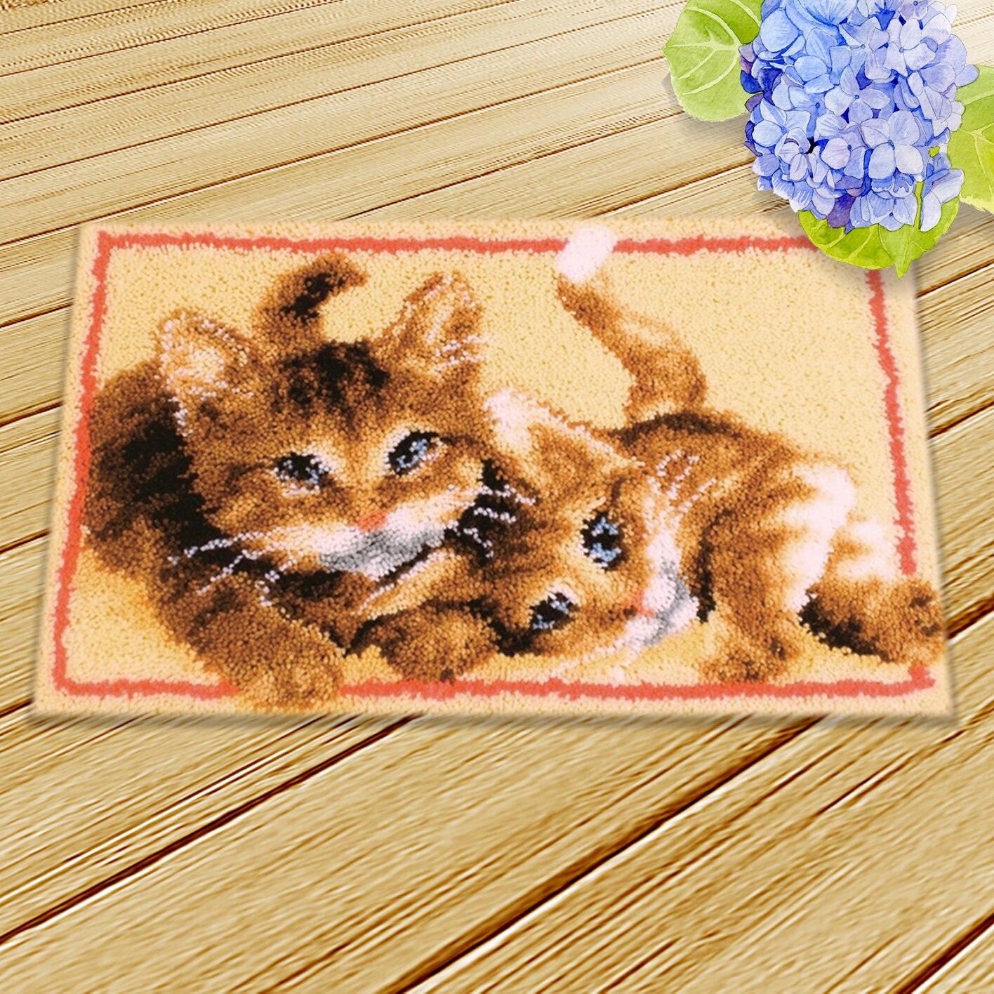 Diy Klink Haak Cartoon Kat Hond Klink Haak Mat Kussen Knooppakket Tapijt Smyrna Dier Seriesrug Kits Pakket Kussen Latchhook