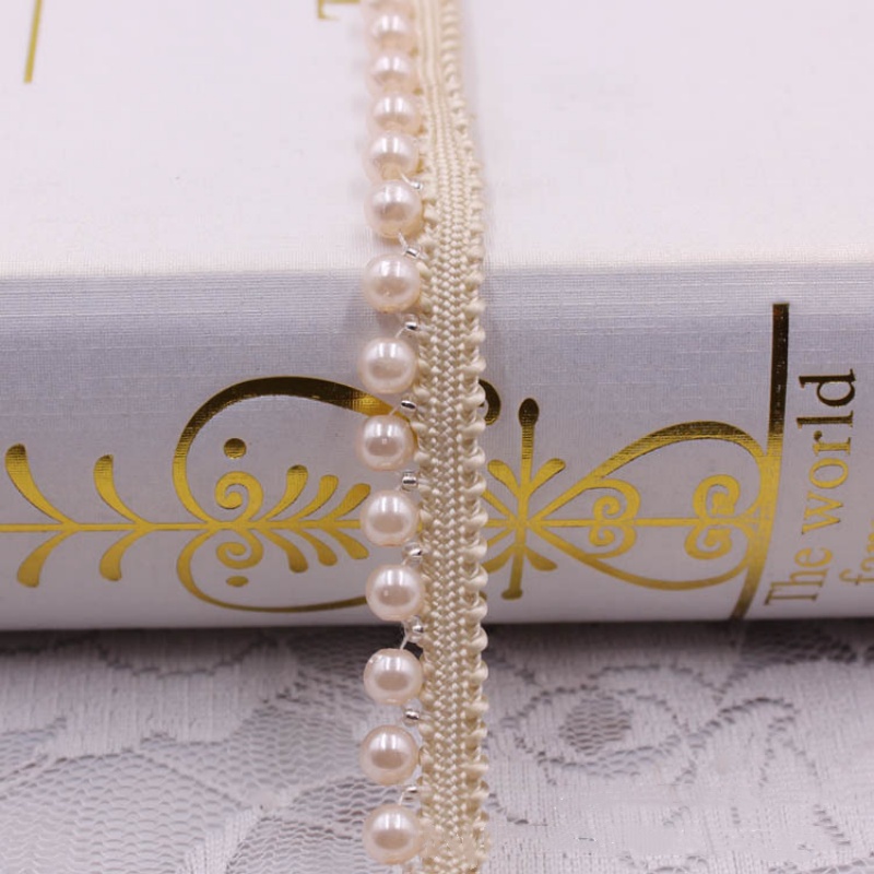 Cinta para ajuste de borde de encaje de perlas de 10 yardas, adornos de encaje trenzado, ribete de cuentas, tela bordada, apliques de costura, manualidades DIY, decoración de ropa: Multicolor