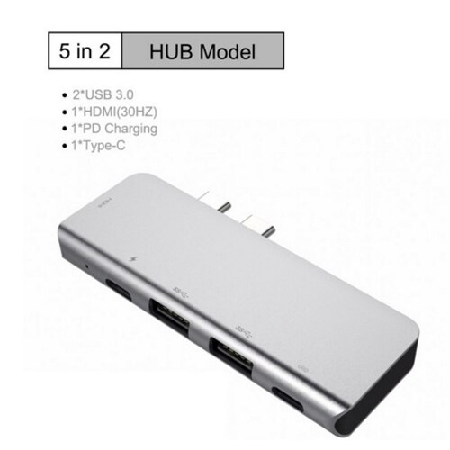USB C Hub Adapter - 4K HDMI, USB 3.0, SD/TF Card Reader, PD Charging, Audio, RJ45 Ethernet for MacBook Pro: 5 in 2 USB-C HUB