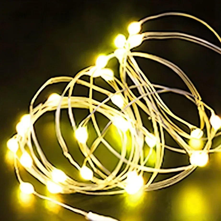 10LEDs/M Led Copper Wire Fairy Light 3V White LED String Lights Battery DIY Wedding Party Christmas Decoration Wreath Lights: Red / 0.5W
