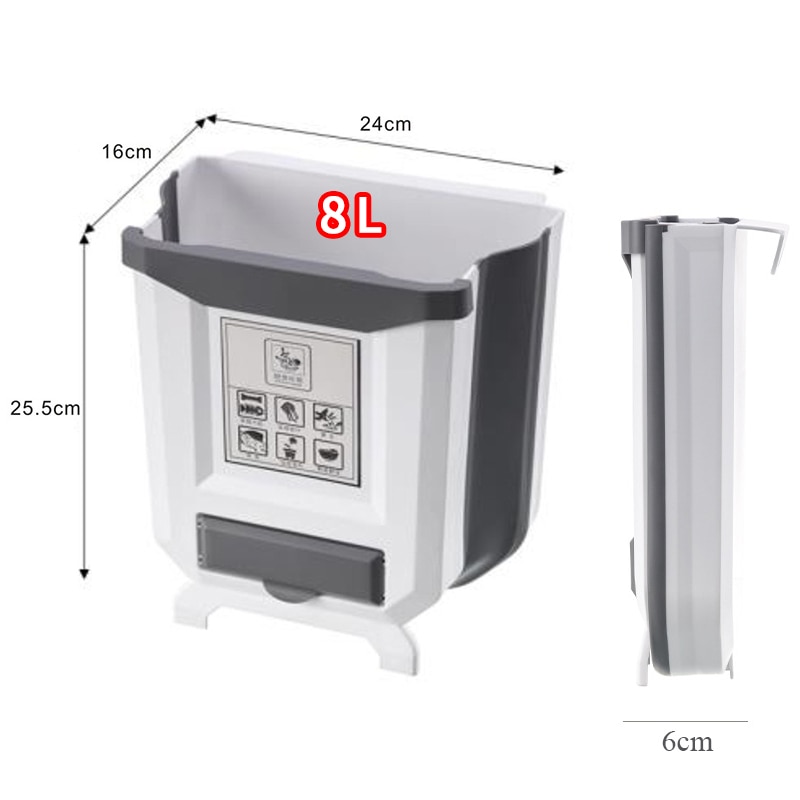 Kitchen Trash Can Foldable Portable Car Trash Can For Bathroom Kitchen Cabinet Door Wall-mounted Kitchen Storage