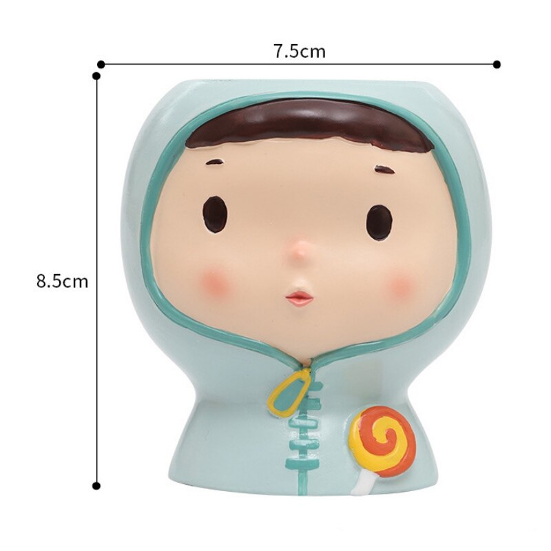 Bloempot emaille schattig cartoon meisje bonsai vetplant bloempot bureau handwerk decoratie accessoires m: A3