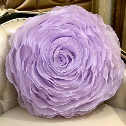 3d Yarn Rose Pillows Romantic Flower Sofa Cushion Bed Flower Pillows Wedding Decor Rose Pillows Valentine's Day: Violet