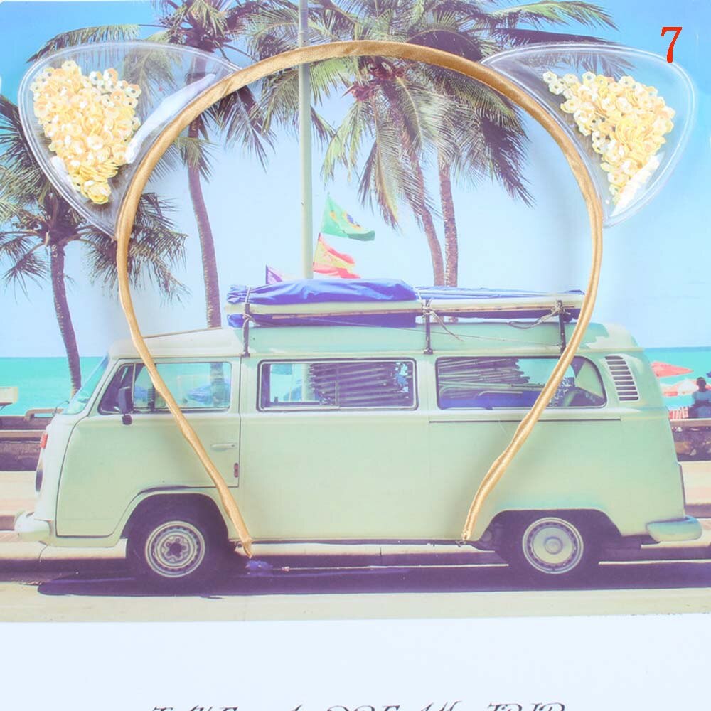 Bandeau oreilles de chat pour petite fille | Accessoires de cheveux de princesse, bandeau à paillettes colorés, bande dessinée pour enfants: 7