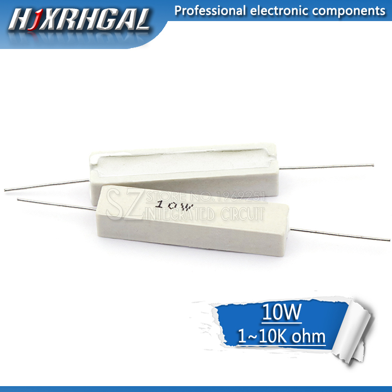 1 buc 10w rezistență de ciment 1 2 5 8 10 15 20 25 100 ohm 1r 2r 5r 8r 10r 15r 20r 25r 100r 1k 2k 10k hjxrhgal