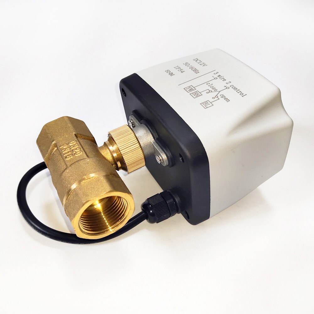 3 Way 3/4 Inch Electric Valve 24V, Motorized ball Valve DN20 brass valve with 3 wires control used for auto water control
