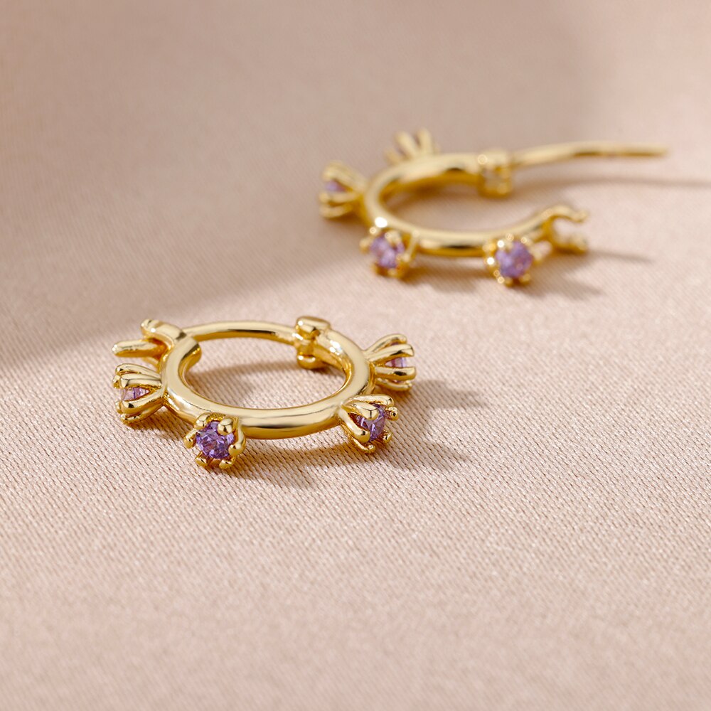 Brincos de aço inoxidável para mulheres minimalista zircão de ouro em forma de flor redonda brincos piercing boho jóias presente bijoux femme