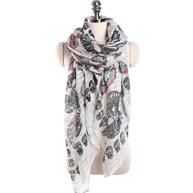 U90E Tudung Hijab Skull Pattern Muslim Hijab Voile Scarf Muslim Hijab Scarf Style Scarf