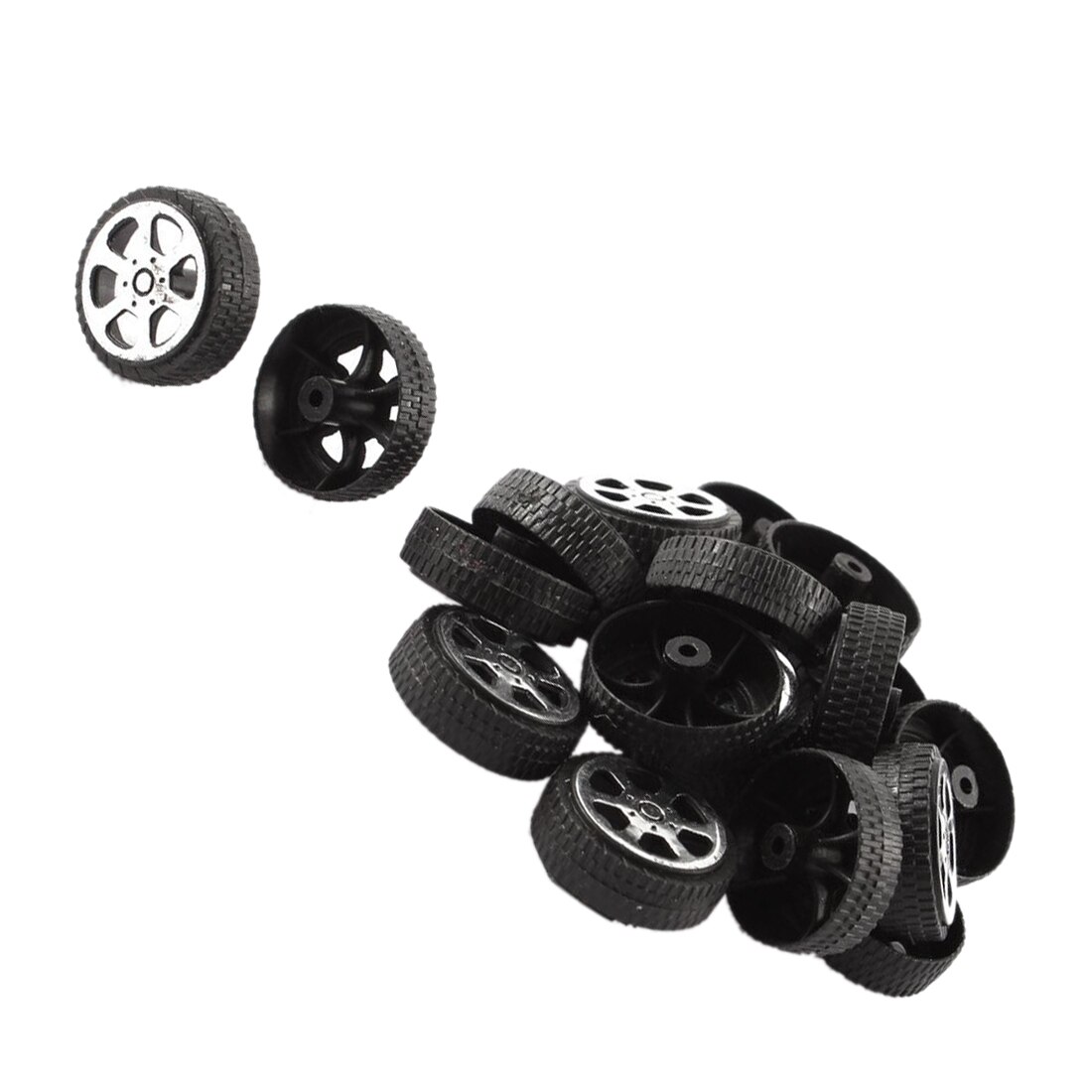 Plastic Roll 2mm Dia Shaft Auto Vrachtwagen Model Speelgoed Wiel 20mm x 6mm 20Pcs