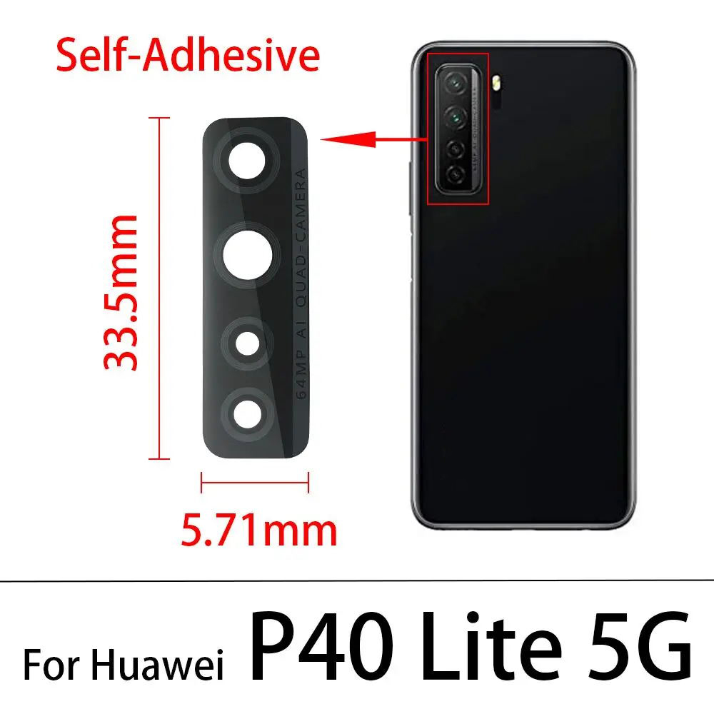 100% NOWOŚĆ dla Huawei P50 P40 Lite 5G P40 Lite E P40 P30 Lite P20 Pro Szklany obiektyw tylnej kamery z klejem + narzędzie: BIAŁY