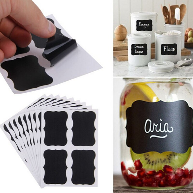 36pcs Fancy Black Board Kitchen Jam Jar Label Labels Stickers Kitchen Decor Cardboard Black Stickers Labels